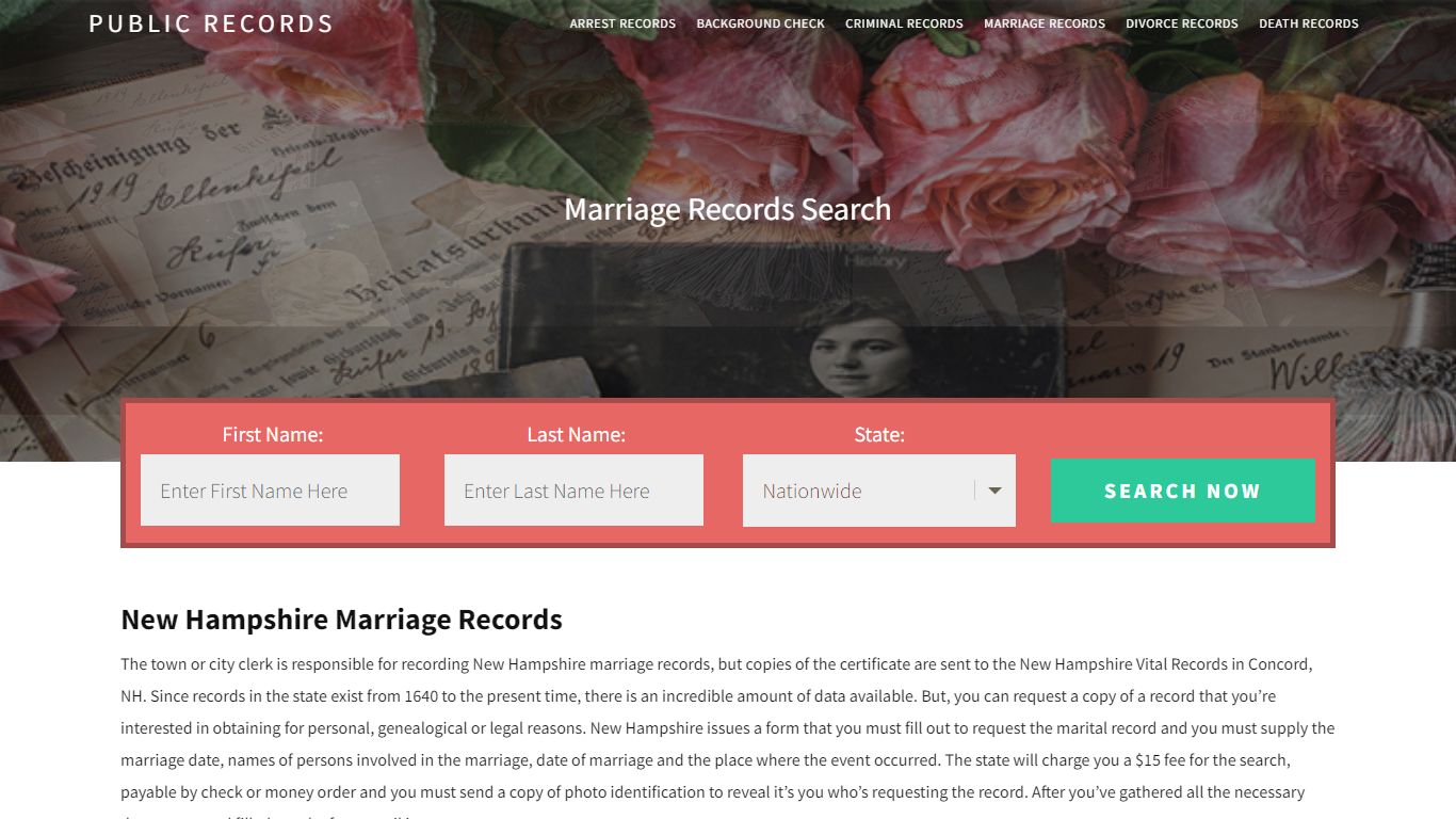 New Hampshire Marriage Records | Enter Name and Search. 14Days Free