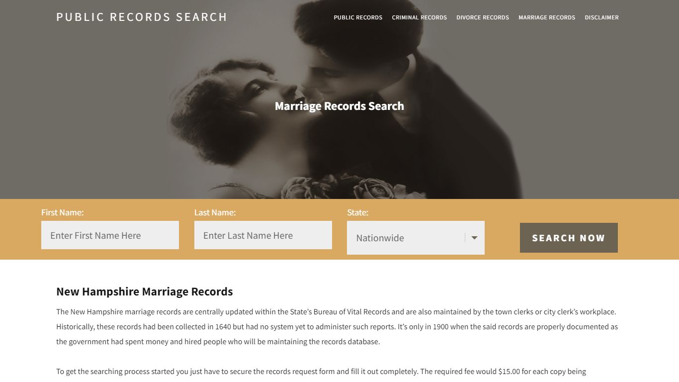 New Hampshire Marriage Records | Enter Name and Search|14 Days Free